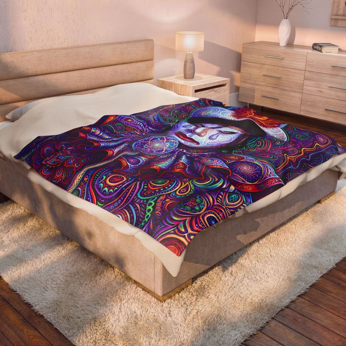 Psychedelic DMT Clown Velveteen Plush Blanket