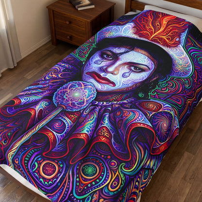 Psychedelic DMT Clown Velveteen Plush Blanket