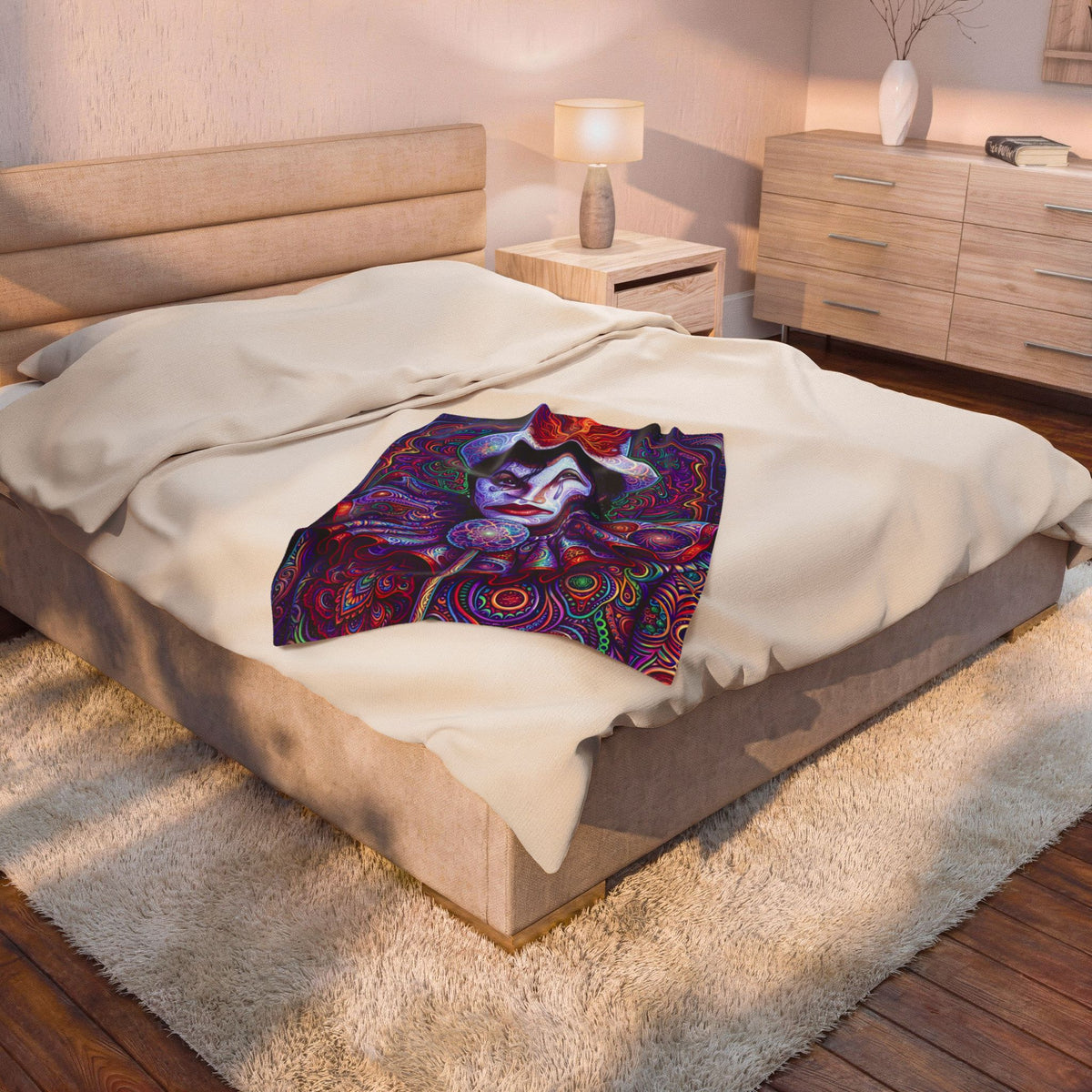 Psychedelic DMT Clown Velveteen Plush Blanket